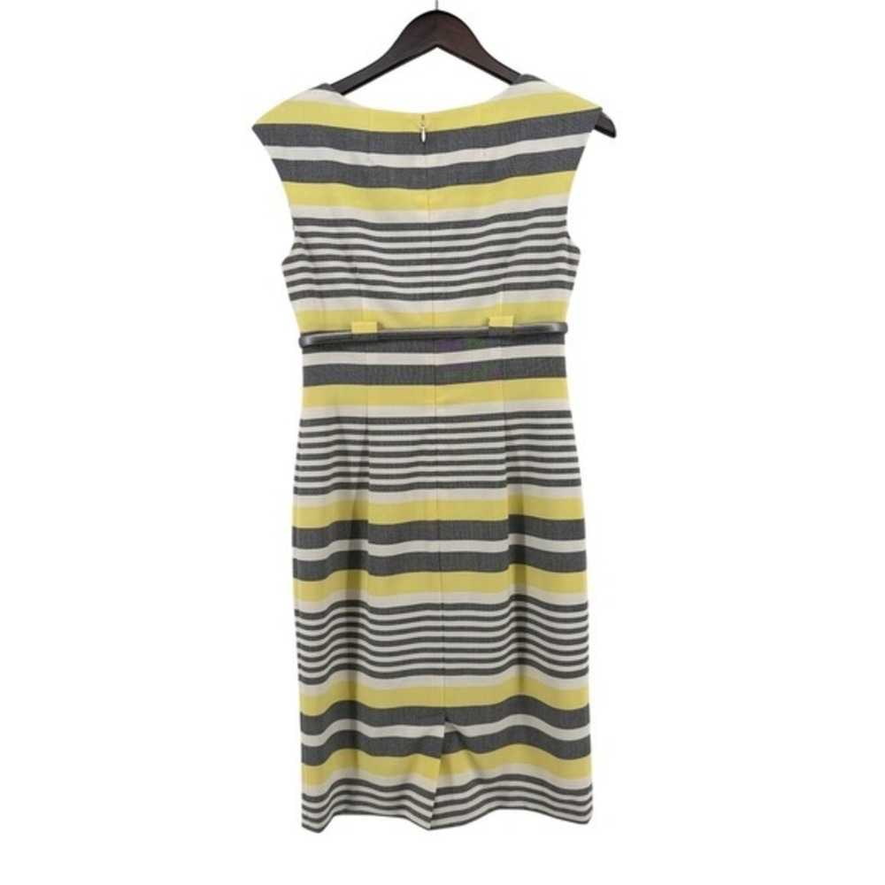 Calvin Klein Womens Yellow Grey Striped Belted Sheath Dress Size 4 Office - Picture 6 of 9